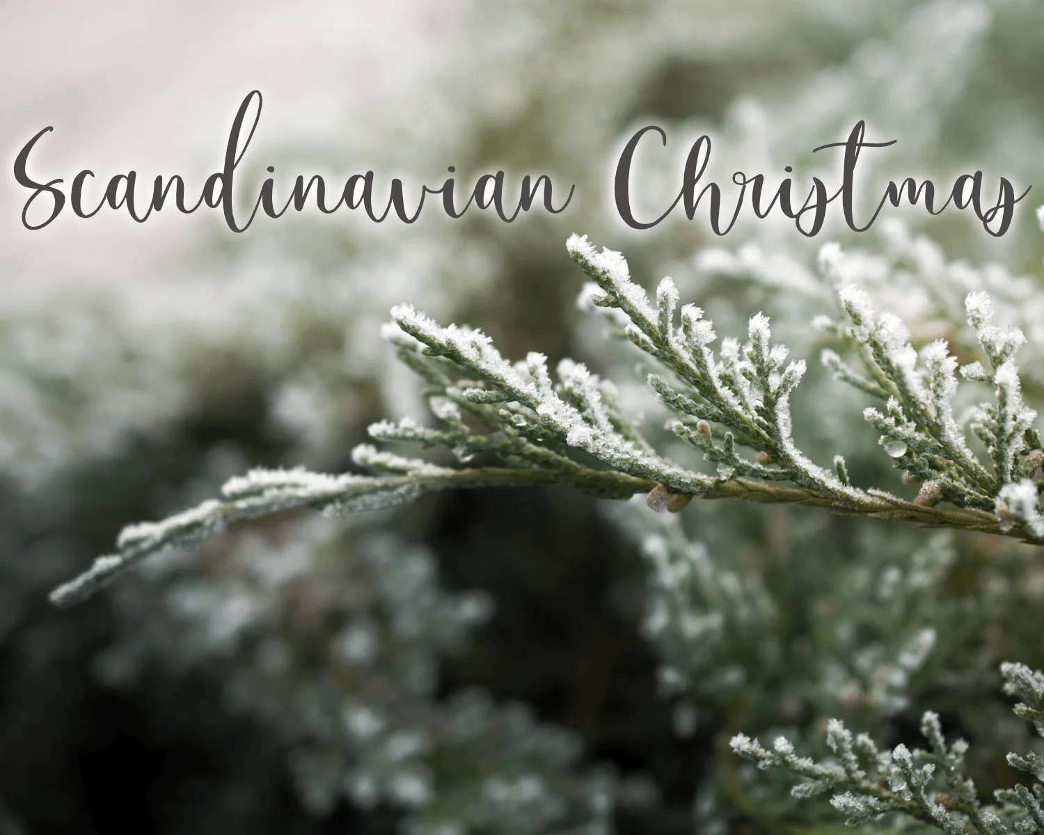 Neutral Scandinavian style Christmas decor with natural wood and greenery
